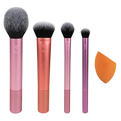 Real Techniques Makeup Brush Set with Blender Sponge-Set Of 5 Real Techniques Makeup Brush Set with Blender Sponge-Set Of 5